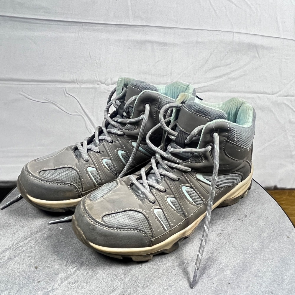Women's  Hiking Boots Blue Gray High Top Size 6 Good‎ Tread Camping EUC